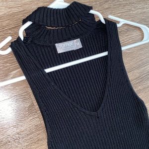 LF Rumor Boutique Ribbed Knit Little Black Dress